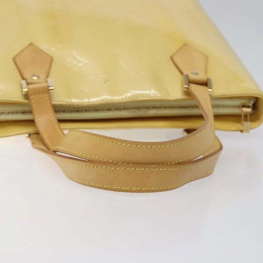 LOUIS VUITTON Monogram Vernis Houston Hand Bag Lime Yellow LV Auth - Picture 8 of 16